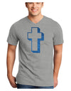 Simple Cross Design Glitter - Blue Adult V-Neck T-shirt by TooLoud-Mens V-Neck T-Shirt-TooLoud-HeatherGray-Small-Davson Sales