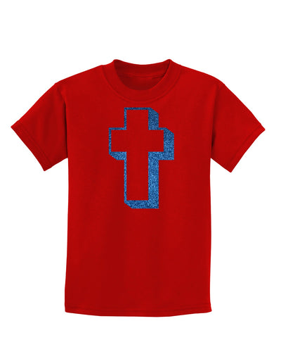 Simple Cross Design Glitter - Blue Childrens Dark T-Shirt by TooLoud-Childrens T-Shirt-TooLoud-Red-X-Small-Davson Sales