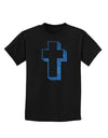 Simple Cross Design Glitter - Blue Childrens Dark T-Shirt by TooLoud-Childrens T-Shirt-TooLoud-Black-X-Small-Davson Sales