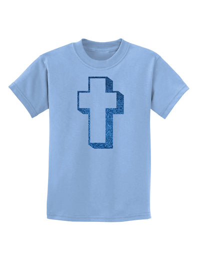 Simple Cross Design Glitter - Blue Childrens T-Shirt by TooLoud-Childrens T-Shirt-TooLoud-Light-Blue-X-Small-Davson Sales