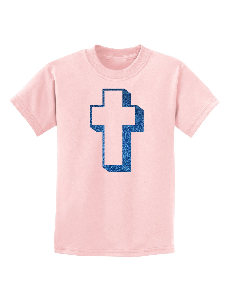 Simple Cross Design Glitter - Blue Childrens T-Shirt by TooLoud-Childrens T-Shirt-TooLoud-White-X-Small-Davson Sales