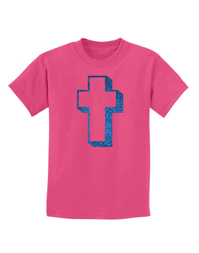 Simple Cross Design Glitter - Blue Childrens T-Shirt by TooLoud-Childrens T-Shirt-TooLoud-Sangria-X-Small-Davson Sales