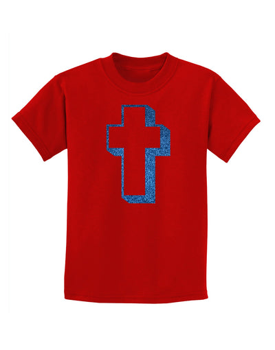 Simple Cross Design Glitter - Blue Childrens T-Shirt by TooLoud-Childrens T-Shirt-TooLoud-Red-X-Small-Davson Sales