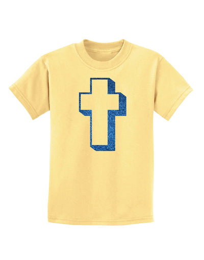 Simple Cross Design Glitter - Blue Childrens T-Shirt by TooLoud-Childrens T-Shirt-TooLoud-Daffodil-Yellow-X-Small-Davson Sales