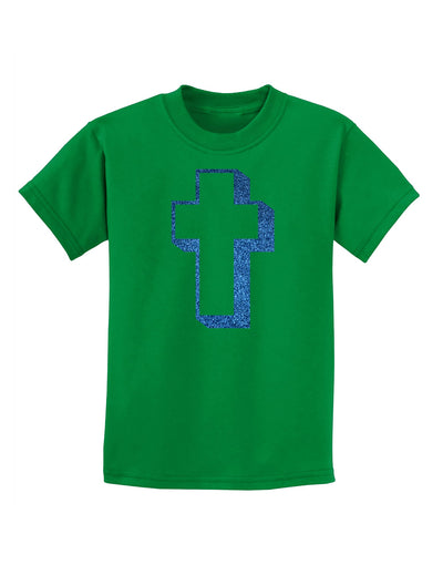 Simple Cross Design Glitter - Blue Childrens T-Shirt by TooLoud-Childrens T-Shirt-TooLoud-Kelly-Green-X-Small-Davson Sales