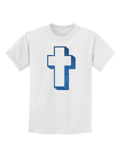 Simple Cross Design Glitter - Blue Childrens T-Shirt by TooLoud-Childrens T-Shirt-TooLoud-White-X-Small-Davson Sales