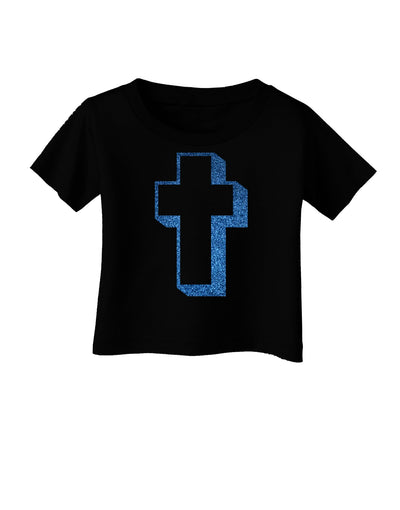 Simple Cross Design Glitter - Blue Infant T-Shirt Dark by TooLoud-Infant T-Shirt-TooLoud-Black-06-Months-Davson Sales