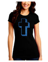 Simple Cross Design Glitter - Blue Juniors Crew Dark T-Shirt by TooLoud-T-Shirts Juniors Tops-TooLoud-Black-Juniors Fitted Small-Davson Sales