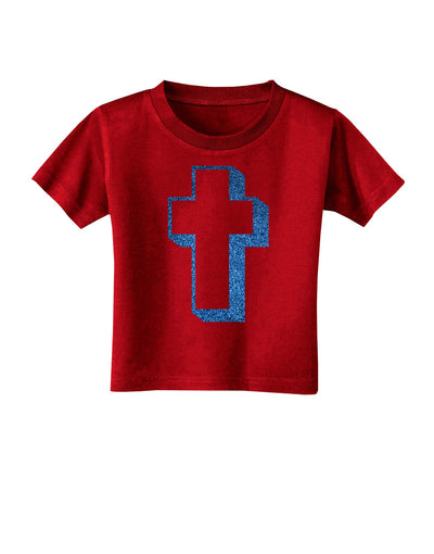 Simple Cross Design Glitter - Blue Toddler T-Shirt Dark by TooLoud-Toddler T-Shirt-TooLoud-Red-2T-Davson Sales