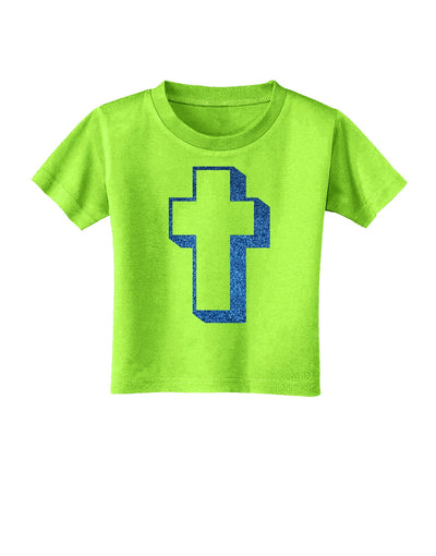 Simple Cross Design Glitter - Blue Toddler T-Shirt by TooLoud-Toddler T-Shirt-TooLoud-Lime-Green-2T-Davson Sales