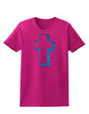 Simple Cross Design Glitter - Blue Womens Dark T-Shirt by TooLoud-Womens T-Shirt-TooLoud-Hot-Pink-Small-Davson Sales