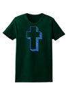 Simple Cross Design Glitter - Blue Womens Dark T-Shirt by TooLoud-Womens T-Shirt-TooLoud-Forest-Green-Small-Davson Sales