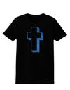 Simple Cross Design Glitter - Blue Womens Dark T-Shirt by TooLoud-Womens T-Shirt-TooLoud-Black-X-Small-Davson Sales