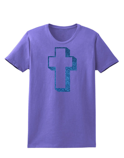 Simple Cross Design Glitter - Blue Womens T-Shirt by TooLoud-Womens T-Shirt-TooLoud-Violet-X-Small-Davson Sales