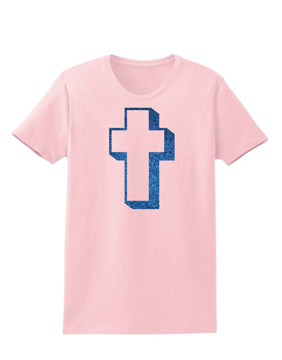 Simple Cross Design Glitter - Blue Womens T-Shirt by TooLoud-Womens T-Shirt-TooLoud-PalePink-X-Small-Davson Sales