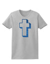 Simple Cross Design Glitter - Blue Womens T-Shirt by TooLoud-Womens T-Shirt-TooLoud-AshGray-X-Small-Davson Sales