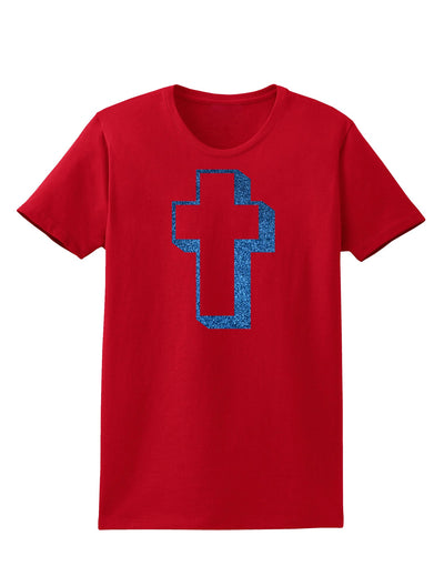 Simple Cross Design Glitter - Blue Womens T-Shirt by TooLoud-Womens T-Shirt-TooLoud-Red-X-Small-Davson Sales