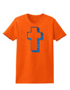 Simple Cross Design Glitter - Blue Womens T-Shirt by TooLoud-Womens T-Shirt-TooLoud-Orange-X-Small-Davson Sales