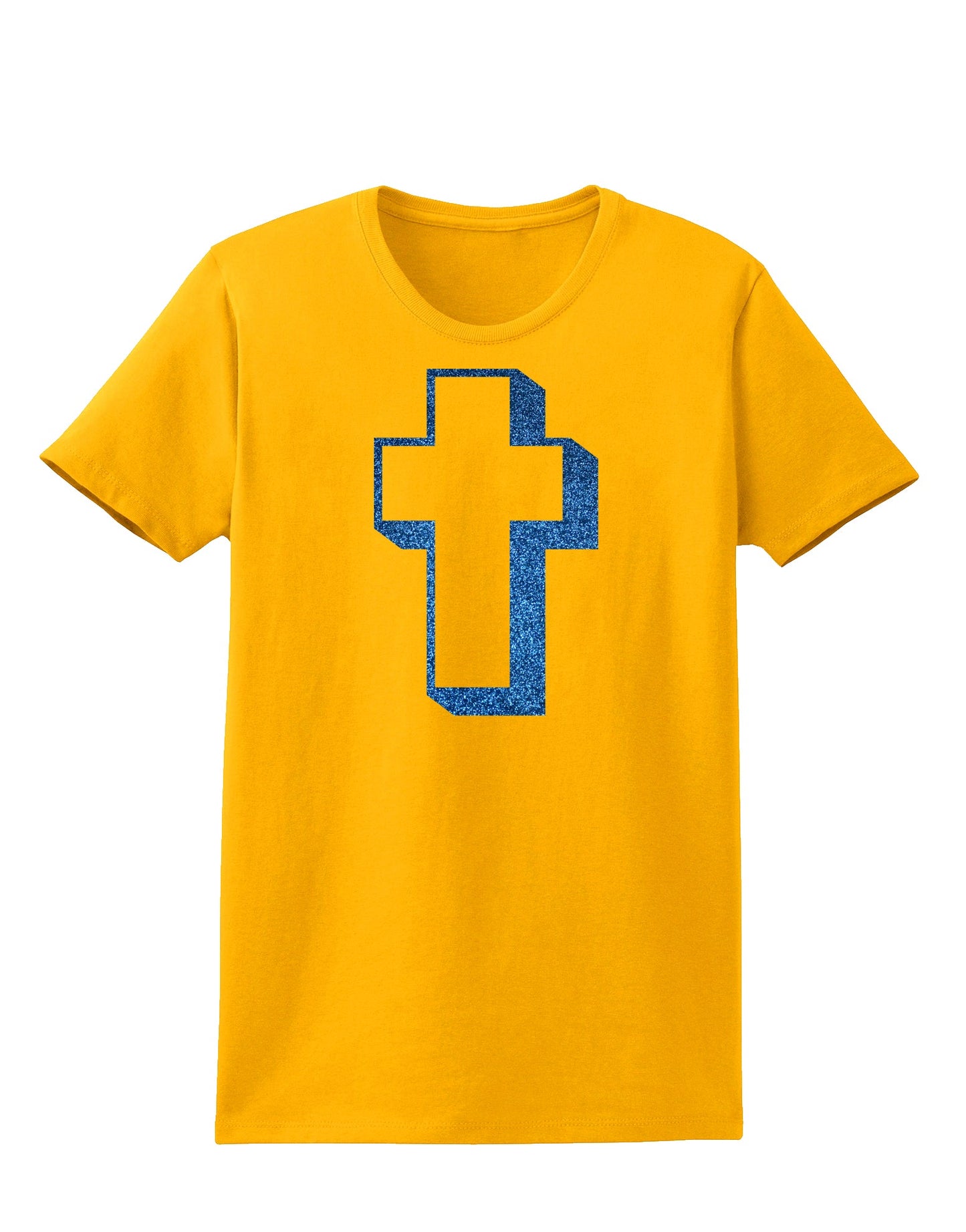 Simple Cross Design Glitter - Blue Womens T-Shirt by TooLoud-Womens T-Shirt-TooLoud-Gold-X-Small-Davson Sales