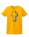 Simple Cross Design Glitter - Blue Womens T-Shirt by TooLoud-Womens T-Shirt-TooLoud-Gold-X-Small-Davson Sales