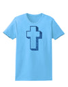 Simple Cross Design Glitter - Blue Womens T-Shirt by TooLoud-Womens T-Shirt-TooLoud-Aquatic-Blue-X-Small-Davson Sales