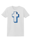 Simple Cross Design Glitter - Blue Womens T-Shirt by TooLoud-Womens T-Shirt-TooLoud-White-X-Small-Davson Sales