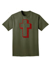 Simple Cross Design Glitter - Red Adult Dark T-Shirt by TooLoud-Mens T-Shirt-TooLoud-Military-Green-Small-Davson Sales