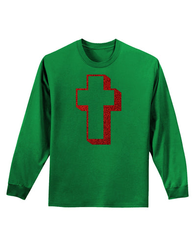 Simple Cross Design Glitter - Red Adult Long Sleeve Dark T-Shirt by TooLoud-TooLoud-Kelly-Green-Small-Davson Sales