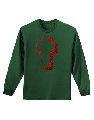 Simple Cross Design Glitter - Red Adult Long Sleeve Dark T-Shirt by TooLoud-TooLoud-Dark-Green-Small-Davson Sales