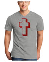 Simple Cross Design Glitter - Red Adult V-Neck T-shirt by TooLoud-Mens V-Neck T-Shirt-TooLoud-HeatherGray-Small-Davson Sales