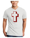 Simple Cross Design Glitter - Red Adult V-Neck T-shirt by TooLoud-Mens V-Neck T-Shirt-TooLoud-White-Small-Davson Sales