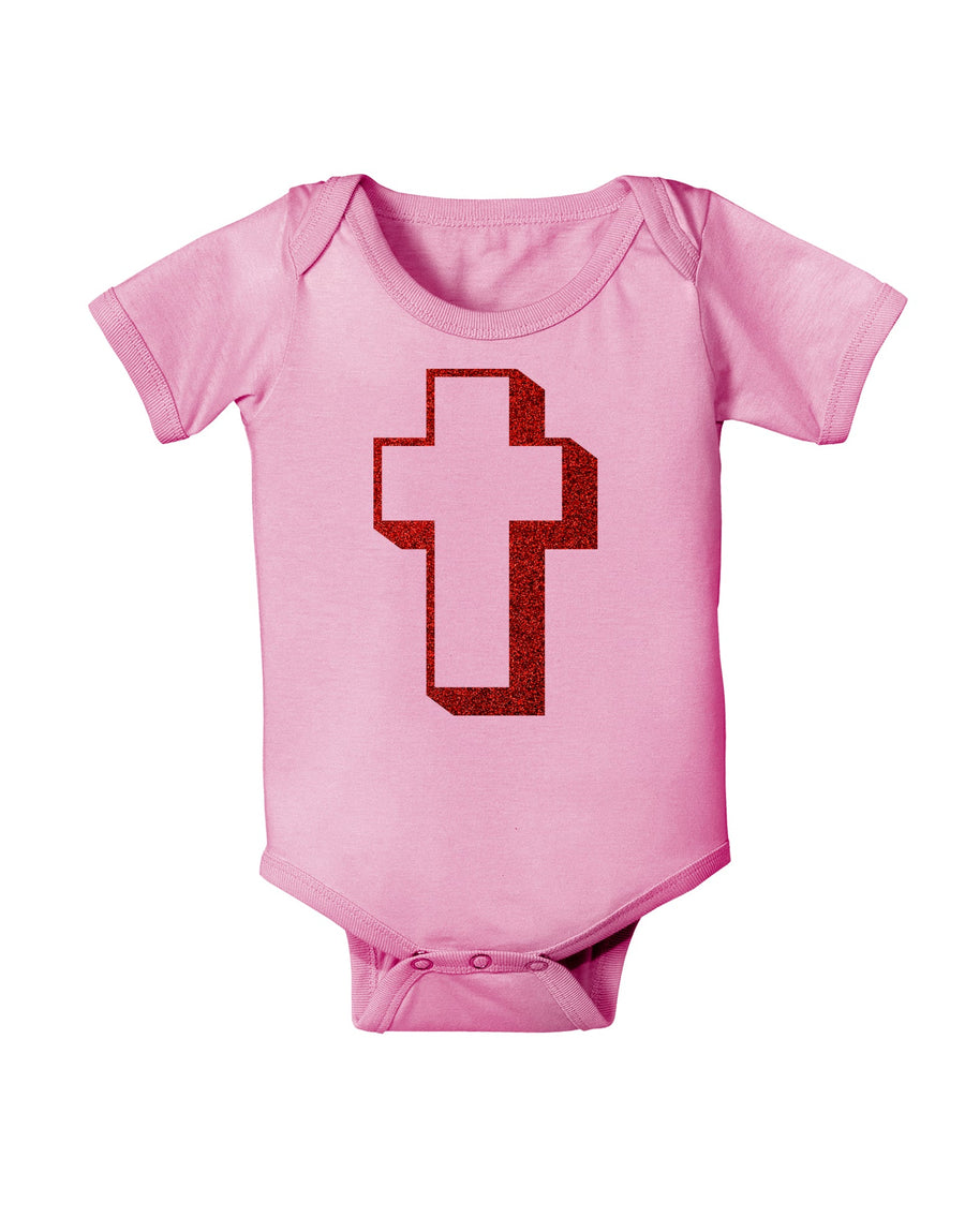 Simple Cross Design Glitter - Red Baby Romper Bodysuit by TooLoud-Baby Romper-TooLoud-White-06-Months-Davson Sales