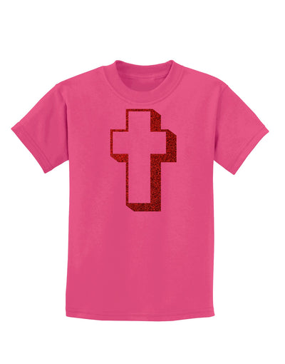 Simple Cross Design Glitter - Red Childrens Dark T-Shirt by TooLoud-Childrens T-Shirt-TooLoud-Sangria-X-Small-Davson Sales