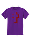 Simple Cross Design Glitter - Red Childrens Dark T-Shirt by TooLoud-Childrens T-Shirt-TooLoud-Purple-X-Small-Davson Sales