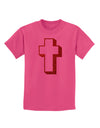 Simple Cross Design Glitter - Red Childrens T-Shirt by TooLoud-Childrens T-Shirt-TooLoud-Sangria-X-Small-Davson Sales