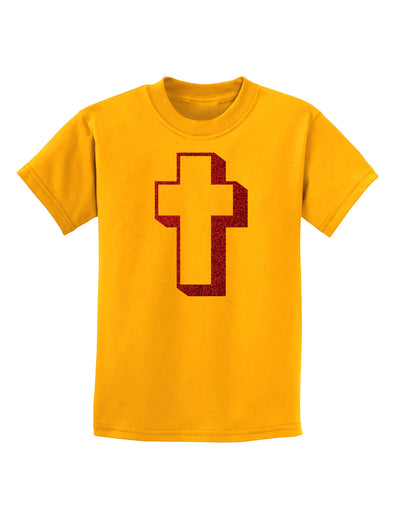 Simple Cross Design Glitter - Red Childrens T-Shirt by TooLoud-Childrens T-Shirt-TooLoud-Gold-X-Small-Davson Sales