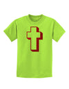 Simple Cross Design Glitter - Red Childrens T-Shirt by TooLoud-Childrens T-Shirt-TooLoud-Lime-Green-X-Small-Davson Sales