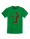 Simple Cross Design Glitter - Red Childrens T-Shirt by TooLoud-Childrens T-Shirt-TooLoud-Kelly-Green-X-Small-Davson Sales