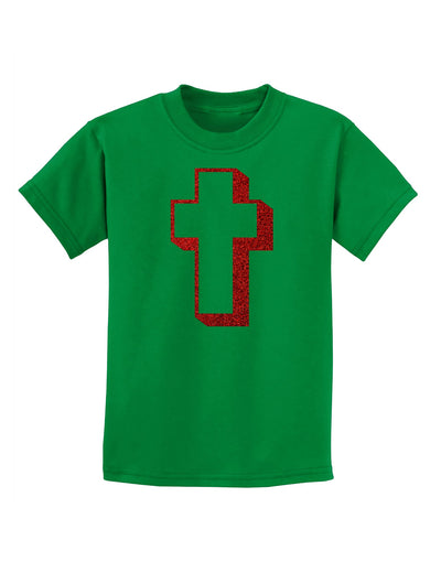 Simple Cross Design Glitter - Red Childrens T-Shirt by TooLoud-Childrens T-Shirt-TooLoud-Kelly-Green-X-Small-Davson Sales