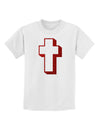 Simple Cross Design Glitter - Red Childrens T-Shirt by TooLoud-Childrens T-Shirt-TooLoud-White-X-Small-Davson Sales