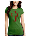 Simple Cross Design Glitter - Red Juniors Crew Dark T-Shirt by TooLoud-T-Shirts Juniors Tops-TooLoud-Kiwi-Green-Juniors Fitted X-Small-Davson Sales