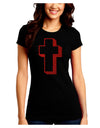 Simple Cross Design Glitter - Red Juniors Crew Dark T-Shirt by TooLoud-T-Shirts Juniors Tops-TooLoud-Black-Juniors Fitted Small-Davson Sales