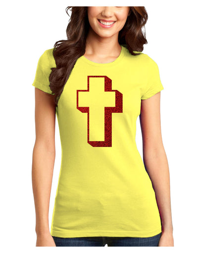 Simple Cross Design Glitter - Red Juniors T-Shirt by TooLoud-Womens Juniors T-Shirt-TooLoud-Yellow-Juniors Fitted X-Small-Davson Sales