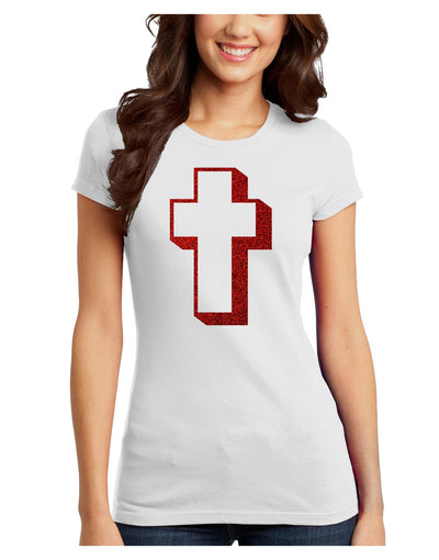 Simple Cross Design Glitter - Red Juniors T-Shirt by TooLoud-Womens Juniors T-Shirt-TooLoud-White-Juniors Fitted X-Small-Davson Sales