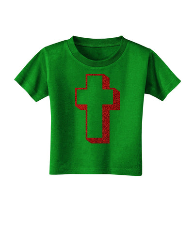 Simple Cross Design Glitter - Red Toddler T-Shirt Dark by TooLoud-Toddler T-Shirt-TooLoud-Clover-Green-2T-Davson Sales