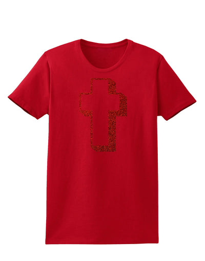 Simple Cross Design Glitter - Red Womens Dark T-Shirt by TooLoud-Womens T-Shirt-TooLoud-Red-X-Small-Davson Sales