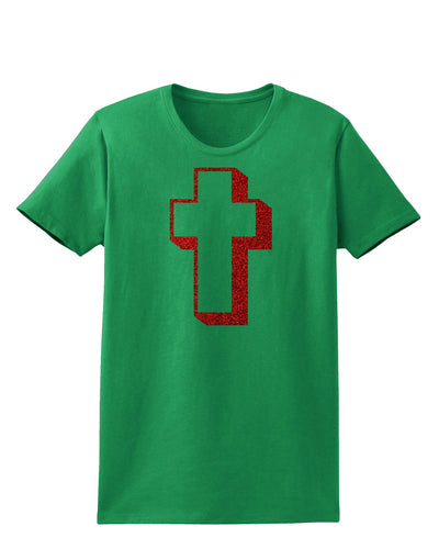 Simple Cross Design Glitter - Red Womens Dark T-Shirt by TooLoud-Womens T-Shirt-TooLoud-Kelly-Green-X-Small-Davson Sales