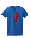 Simple Cross Design Glitter - Red Womens Dark T-Shirt by TooLoud-Womens T-Shirt-TooLoud-Royal-Blue-X-Small-Davson Sales