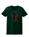 Simple Cross Design Glitter - Red Womens Dark T-Shirt by TooLoud-Womens T-Shirt-TooLoud-Forest-Green-Small-Davson Sales