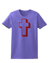 Simple Cross Design Glitter - Red Womens T-Shirt by TooLoud-Womens T-Shirt-TooLoud-Violet-X-Small-Davson Sales